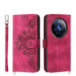 Custodia per telefono in pelle con portafoglio in rilievo con fiori al tatto, For Realme GT 6 Global, For Realme 12 5G, For Realme 12+, For Realme 12 Pro+