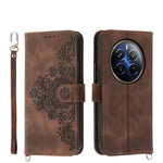 Custodia per telefono in pelle con portafoglio in rilievo con fiori al tatto, For Realme GT 6 Global, For Realme 12 5G, For Realme 12+, For Realme 12 Pro+