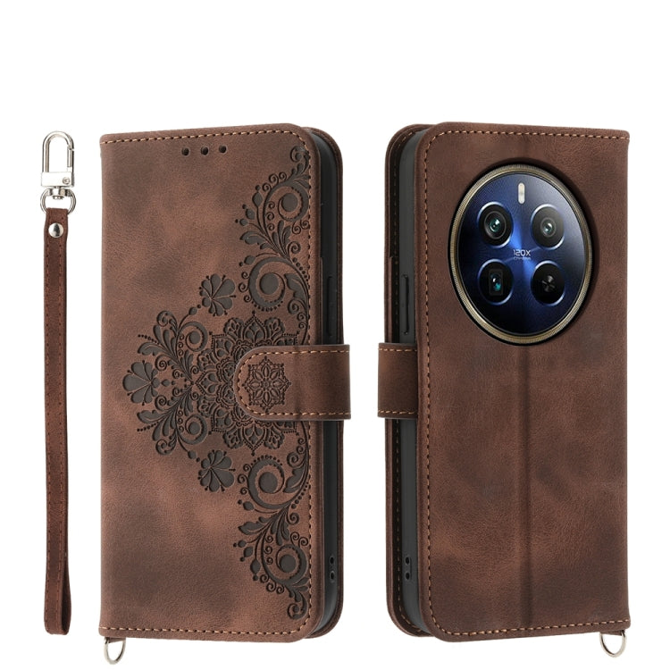 Custodia per telefono in pelle con portafoglio in rilievo con fiori al tatto, For Realme GT 6 Global, For Realme 12 5G, For Realme 12+, For Realme 12 Pro+