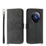 Custodia per telefono in pelle con portafoglio in rilievo con fiori al tatto, For Realme GT 6 Global, For Realme 12 5G, For Realme 12+, For Realme 12 Pro+