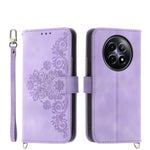 Custodia per telefono in pelle con portafoglio in rilievo con fiori al tatto, For Realme GT 6 Global, For Realme 12 5G, For Realme 12+, For Realme 12 Pro+