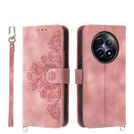 Custodia per telefono in pelle con portafoglio in rilievo con fiori al tatto, For Realme GT 6 Global, For Realme 12 5G, For Realme 12+, For Realme 12 Pro+