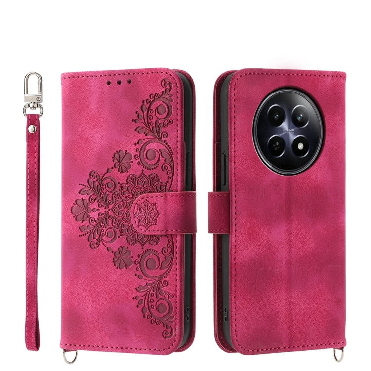 Custodia per telefono in pelle con portafoglio in rilievo con fiori al tatto, For Realme GT 6 Global, For Realme 12 5G, For Realme 12+, For Realme 12 Pro+