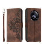 Custodia per telefono in pelle con portafoglio in rilievo con fiori al tatto, For Realme GT 6 Global, For Realme 12 5G, For Realme 12+, For Realme 12 Pro+