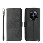 Custodia per telefono in pelle con portafoglio in rilievo con fiori al tatto, For Realme GT 6 Global, For Realme 12 5G, For Realme 12+, For Realme 12 Pro+