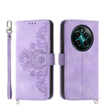 Custodia per telefono in pelle con portafoglio in rilievo con fiori al tatto, For Realme GT 6 Global, For Realme 12 5G, For Realme 12+, For Realme 12 Pro+