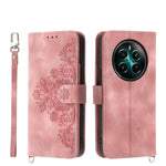 Custodia per telefono in pelle con portafoglio in rilievo con fiori al tatto, For Realme GT 6 Global, For Realme 12 5G, For Realme 12+, For Realme 12 Pro+