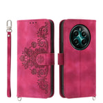 Custodia per telefono in pelle con portafoglio in rilievo con fiori al tatto, For Realme GT 6 Global, For Realme 12 5G, For Realme 12+, For Realme 12 Pro+