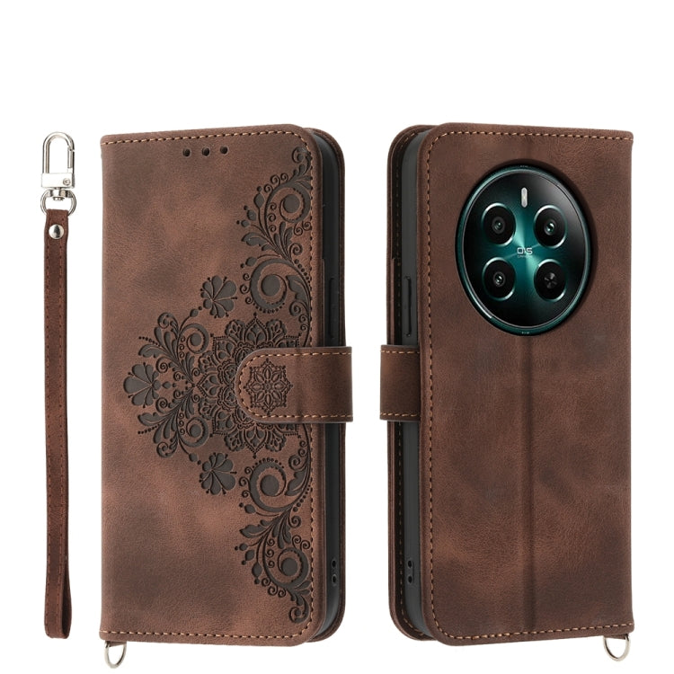 Custodia per telefono in pelle con portafoglio in rilievo con fiori al tatto, For Realme GT 6 Global, For Realme 12 5G, For Realme 12+, For Realme 12 Pro+