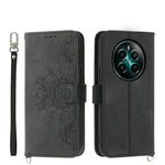 Custodia per telefono in pelle con portafoglio in rilievo con fiori al tatto, For Realme GT 6 Global, For Realme 12 5G, For Realme 12+, For Realme 12 Pro+