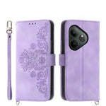 Custodia per telefono in pelle con portafoglio in rilievo con fiori al tatto, For Realme GT 6 Global, For Realme 12 5G, For Realme 12+, For Realme 12 Pro+