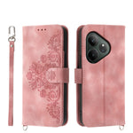 Custodia per telefono in pelle con portafoglio in rilievo con fiori al tatto, For Realme GT 6 Global, For Realme 12 5G, For Realme 12+, For Realme 12 Pro+