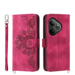 Custodia per telefono in pelle con portafoglio in rilievo con fiori al tatto, For Realme GT 6 Global, For Realme 12 5G, For Realme 12+, For Realme 12 Pro+