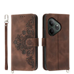 Custodia per telefono in pelle con portafoglio in rilievo con fiori al tatto, For Realme GT 6 Global, For Realme 12 5G, For Realme 12+, For Realme 12 Pro+