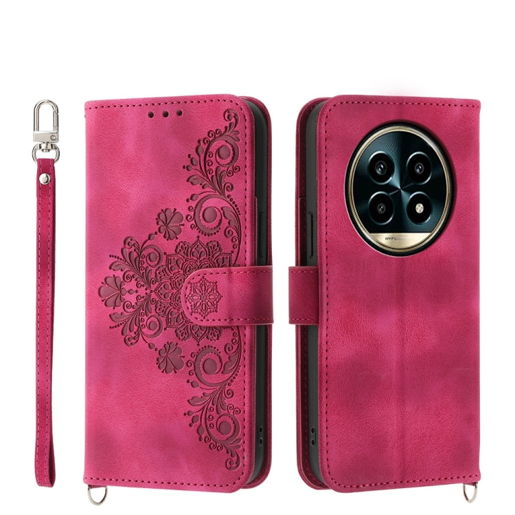 Custodia per telefono in pelle con portafoglio in rilievo con fiori al tatto, For Realme 14 Pro, For Realme C75 / Realme 14x, For Realme 13+, For Realme 13 Pro / 13 Pro+ Global