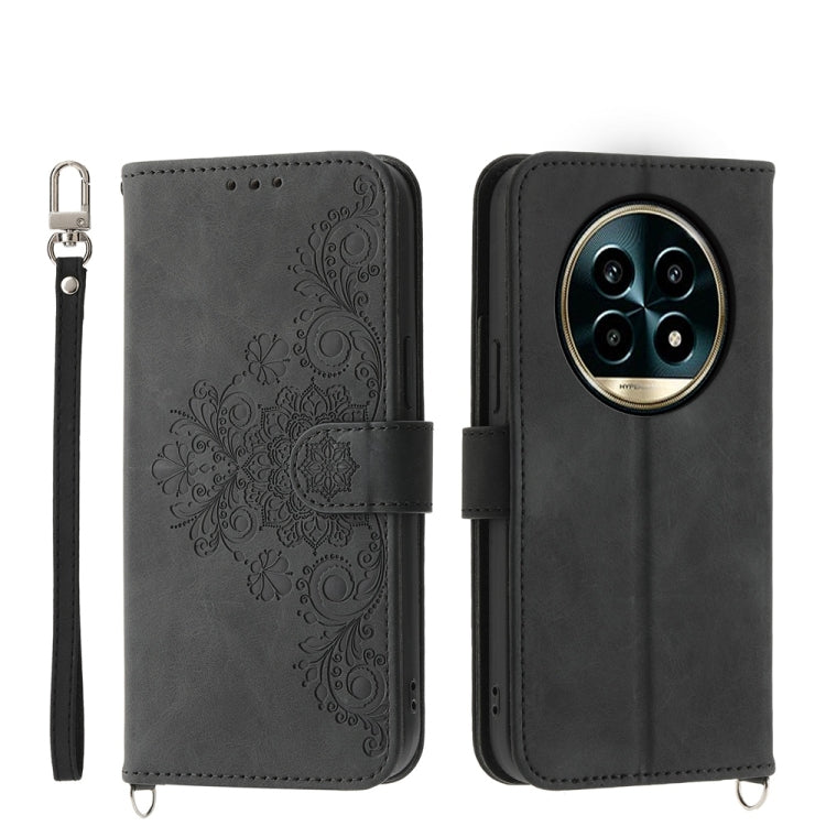 Custodia per telefono in pelle con portafoglio in rilievo con fiori al tatto, For Realme 14 Pro, For Realme C75 / Realme 14x, For Realme 13+, For Realme 13 Pro / 13 Pro+ Global