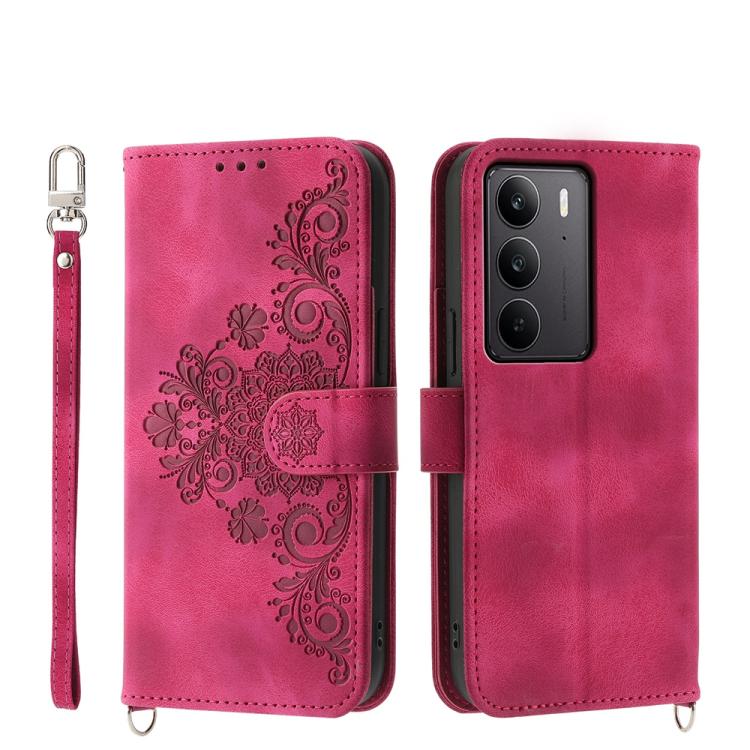 Custodia per telefono in pelle con portafoglio in rilievo con fiori al tatto, For Realme 14 Pro, For Realme C75 / Realme 14x, For Realme 13+, For Realme 13 Pro / 13 Pro+ Global