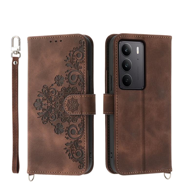 Custodia per telefono in pelle con portafoglio in rilievo con fiori al tatto, For Realme 14 Pro, For Realme C75 / Realme 14x, For Realme 13+, For Realme 13 Pro / 13 Pro+ Global