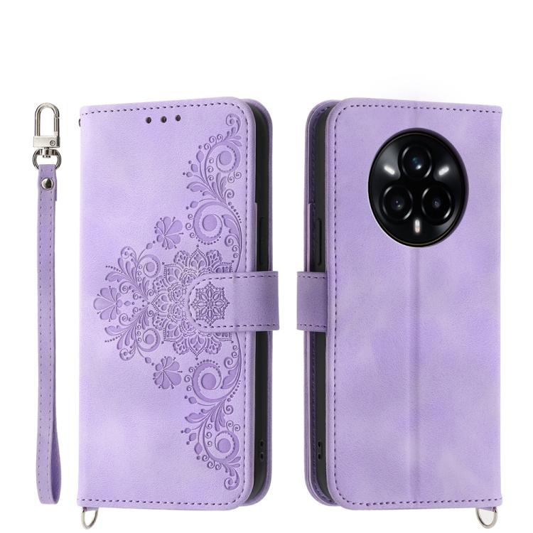 Custodia per telefono in pelle con portafoglio in rilievo con fiori al tatto, For Realme 14 Pro, For Realme C75 / Realme 14x, For Realme 13+, For Realme 13 Pro / 13 Pro+ Global