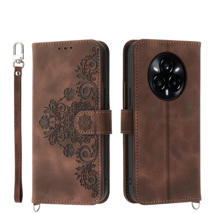 Custodia per telefono in pelle con portafoglio in rilievo con fiori al tatto, For Realme 14 Pro, For Realme C75 / Realme 14x, For Realme 13+, For Realme 13 Pro / 13 Pro+ Global