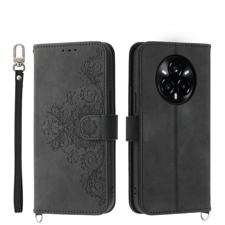 Custodia per telefono in pelle con portafoglio in rilievo con fiori al tatto, For Realme 14 Pro, For Realme C75 / Realme 14x, For Realme 13+, For Realme 13 Pro / 13 Pro+ Global