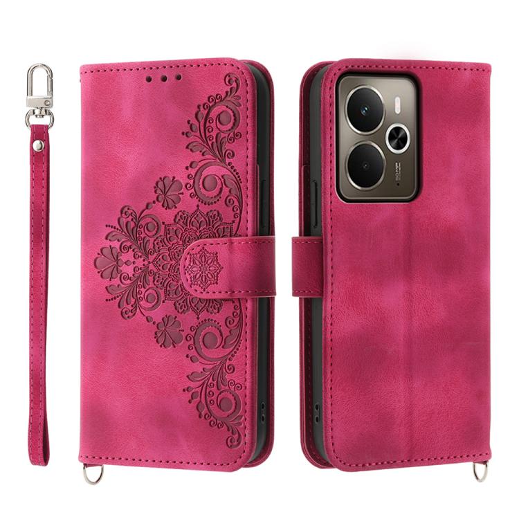 Custodia per telefono in pelle con portafoglio in rilievo con fiori al tatto, For Realme C85 Pro 4G, For Realme 15 5G / Realme 15 Pro 5G, For Realme 14 / Realme P3 5G, For Realme 14 Pro+