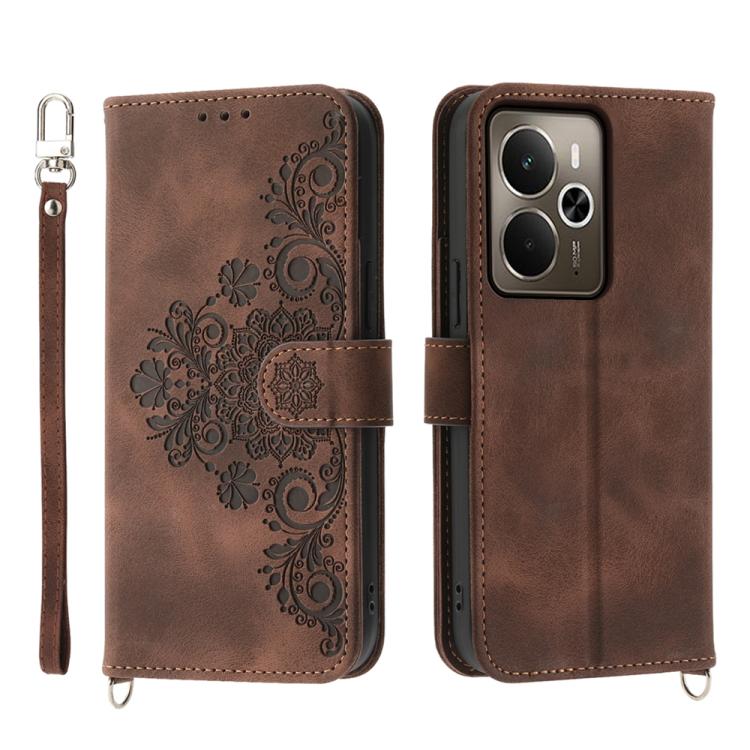 Custodia per telefono in pelle con portafoglio in rilievo con fiori al tatto, For Realme C85 Pro 4G, For Realme 15 5G / Realme 15 Pro 5G, For Realme 14 / Realme P3 5G, For Realme 14 Pro+
