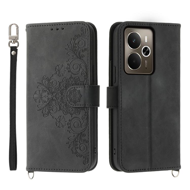 Custodia per telefono in pelle con portafoglio in rilievo con fiori al tatto, For Realme C85 Pro 4G, For Realme 15 5G / Realme 15 Pro 5G, For Realme 14 / Realme P3 5G, For Realme 14 Pro+