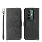 Custodia per telefono in pelle con portafoglio in rilievo con fiori al tatto, For Realme 16T 5G, For Realme C100 4G, For Realme 16 5G, For Realme C85 5G / Realme 15x 5G