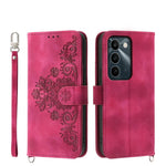 Custodia per telefono in pelle con portafoglio in rilievo con fiori al tatto, For Realme 16T 5G, For Realme C100 4G, For Realme 16 5G, For Realme C85 5G / Realme 15x 5G