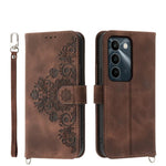 Custodia per telefono in pelle con portafoglio in rilievo con fiori al tatto, For Realme 16T 5G, For Realme C100 4G, For Realme 16 5G, For Realme C85 5G / Realme 15x 5G