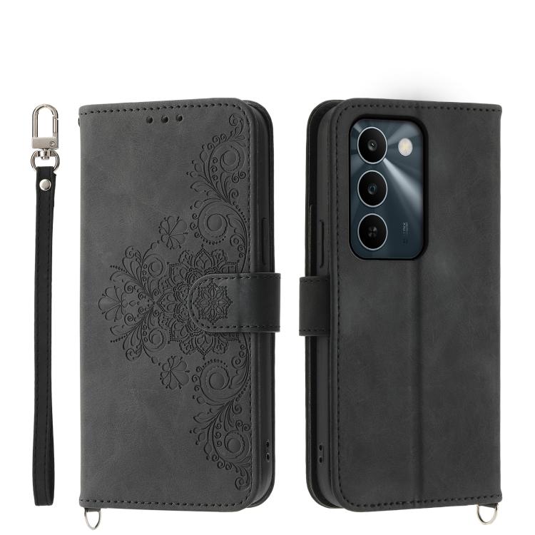 Custodia per telefono in pelle con portafoglio in rilievo con fiori al tatto, For Realme 16T 5G, For Realme C100 4G, For Realme 16 5G, For Realme C85 5G / Realme 15x 5G