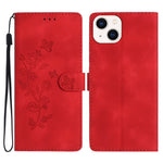 Custodia in pelle con motivo floreale per iPhone 15 e 14