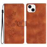Custodia in pelle con motivo floreale per iPhone 15 e 14