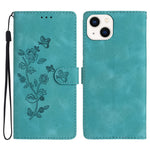 Custodia in pelle con motivo floreale per iPhone 15 e 14