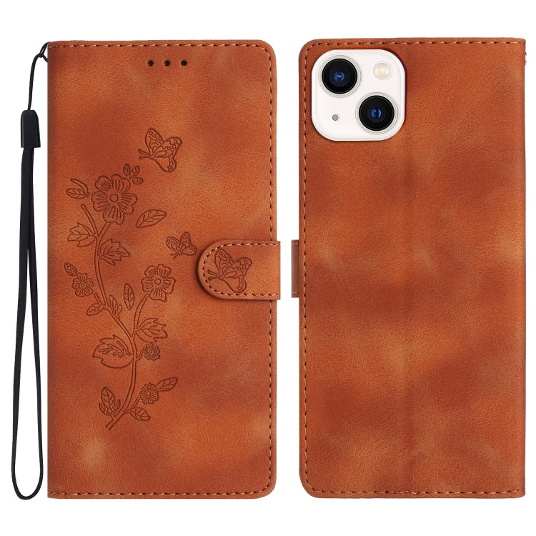 Custodia in pelle con motivo floreale per iPhone 15 e 14