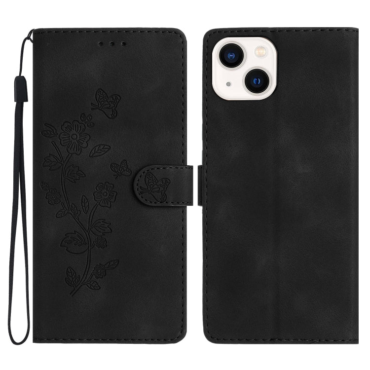 Custodia in pelle con motivo floreale per iPhone 15 e 14