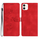 Custodia in pelle con motivo floreale per iPhone 12 e 11