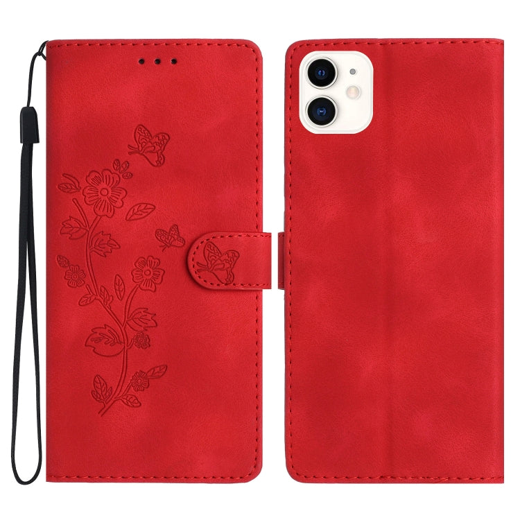 Custodia in pelle con motivo floreale per iPhone 12 e 11
