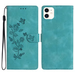 Custodia in pelle con motivo floreale per iPhone 12 e 11