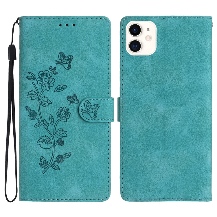 Custodia in pelle con motivo floreale per iPhone 12 e 11