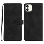 Custodia in pelle con motivo floreale per iPhone 12 e 11