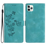 Custodia in pelle con motivo floreale per iPhone 12 e 11