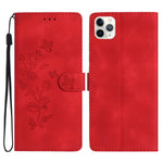Custodia in pelle con motivo floreale per iPhone 12 e 11