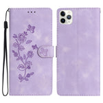 Custodia in pelle con motivo floreale per iPhone 12 e 11