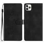 Custodia in pelle con motivo floreale per iPhone 12 e 11