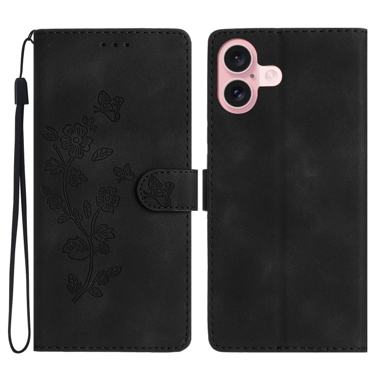 Custodia in pelle con motivo floreale per iPhone 16 e 15