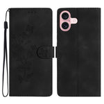 Custodia in pelle con motivo floreale per iPhone 16