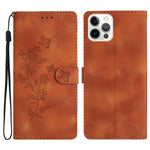 Custodia in pelle con motivo floreale per iPhone 16