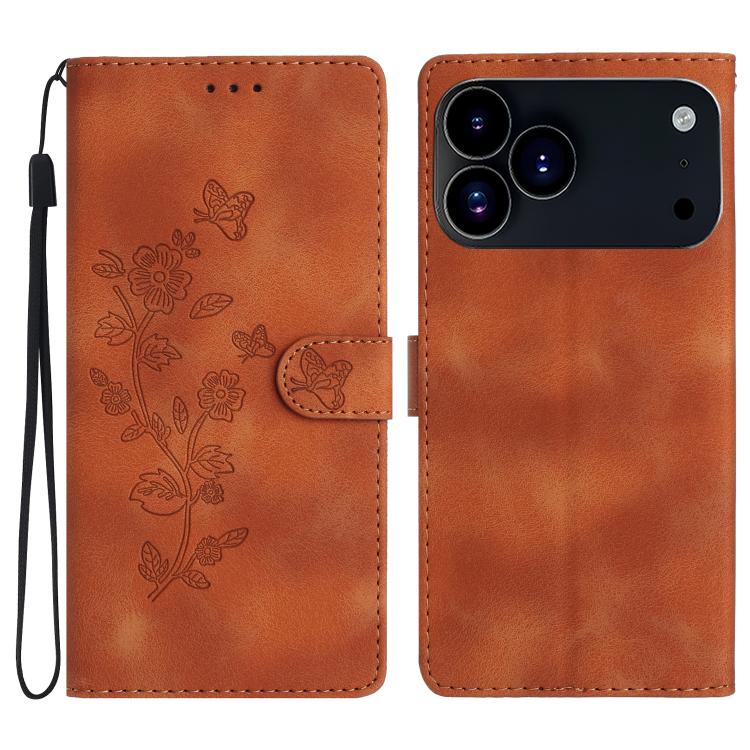 Custodia in pelle con motivo floreale per iPhone 17